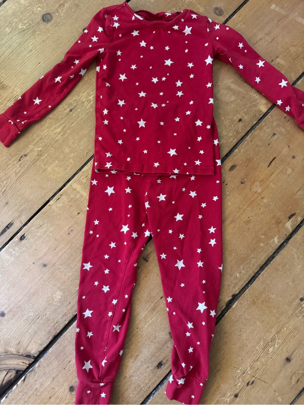 Pottery Barn Kids Red Star Print Long-Sleeve Pajama Set